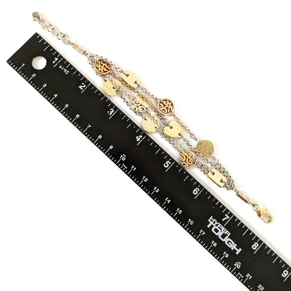 Brighton 3 Strand Retired Bracelet Hearts, Discs, Rectangles 7-8 inches Pouch - Picture 5 of 5